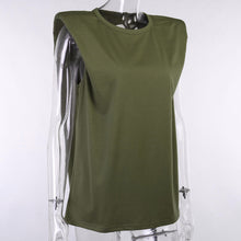 Carica l'immagine nel visualizzatore di Gallery, T-shirt trapezio spalle imbottite