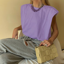 Carica l'immagine nel visualizzatore di Gallery, T-shirt trapezio spalle imbottite