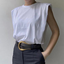 Carica l'immagine nel visualizzatore di Gallery, T-shirt trapezio spalle imbottite