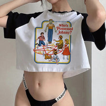 Carica l'immagine nel visualizzatore di Gallery, T-shirt crop vintage comic paranormal