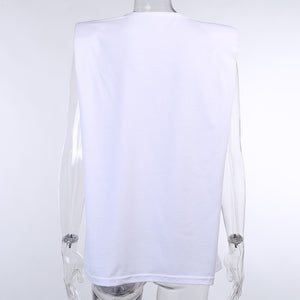 T-shirt trapezio spalle imbottite