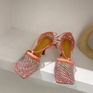 Squared strass shoes