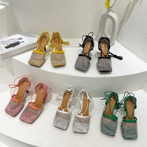 Squared strass shoes