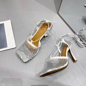 Squared strass shoes