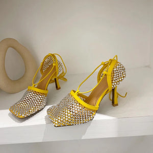 Squared strass shoes