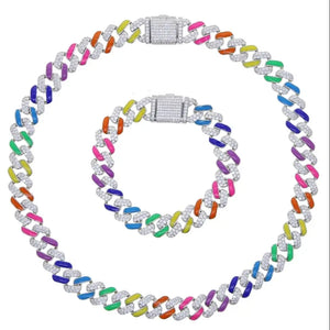 Bracciale e collana a catena sparkling rainbow