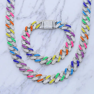 Bracciale e collana a catena sparkling rainbow