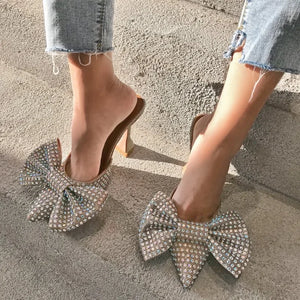 Scarpe super bow rhinestone