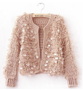 Cardigan raw mohair and paillettes