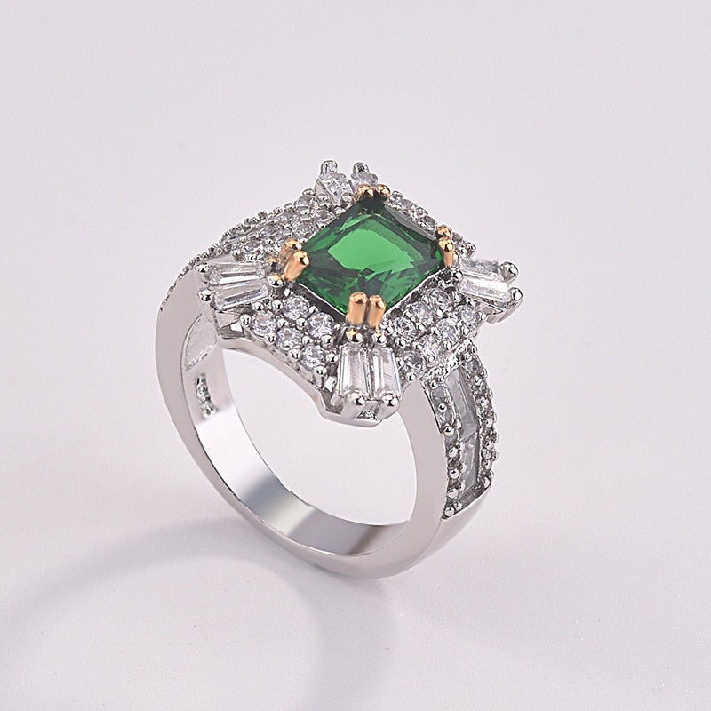 Anello princess green square