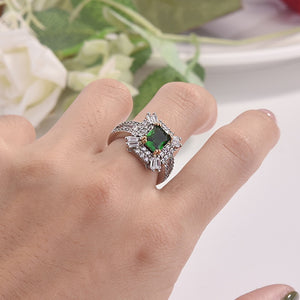 Anello princess green square