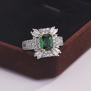 Anello princess green square