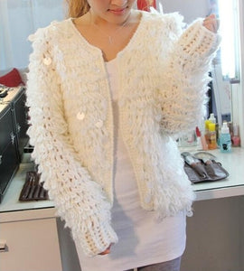 Cardigan raw mohair and paillettes