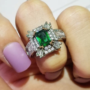 Anello princess green square