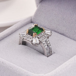 Anello princess green square